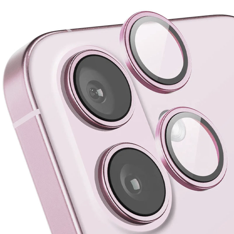 Фото Захисне скло Metal Classic на камеру (в упак.) на Apple iPhone 16 (6.1") / 16 Plus (6.7") (Рожевий / Pink) в маназині vchehle.ua