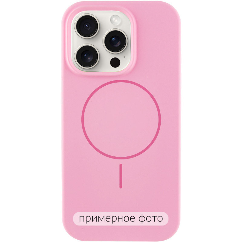 Чехол Silicone Case Full Protective (AA) NO LOGO with Magnetic Safe для Apple iPhone 13 (6.1") (Розовый / Light pink)