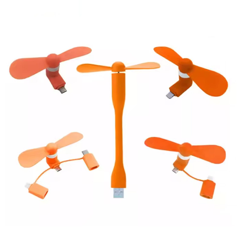 Вентилятор Mobile 3in1 (Micro/Lightning/Type-C) (Orange)