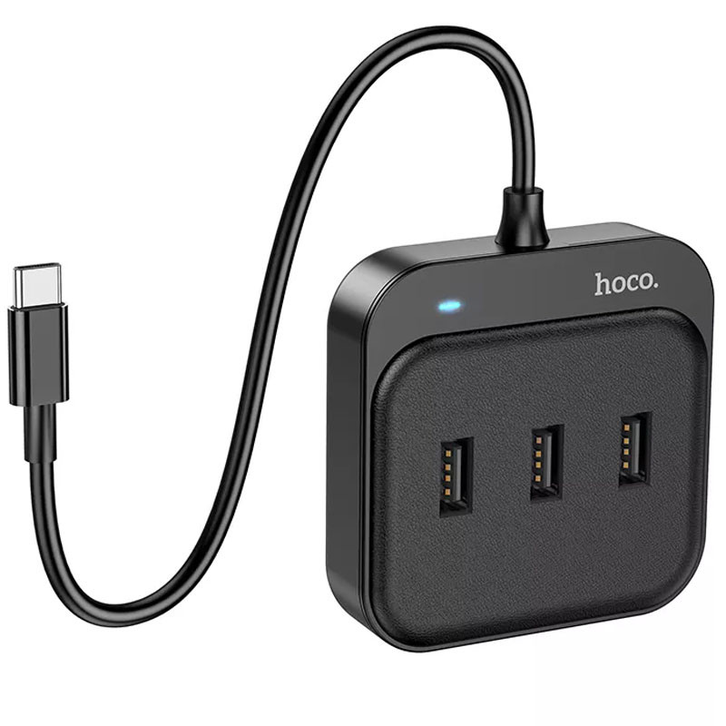 Перехідник HUB Hoco HB31 Easy 4-in-1 (Type-C to USB3.0*4) (L=0.2m) (Black)