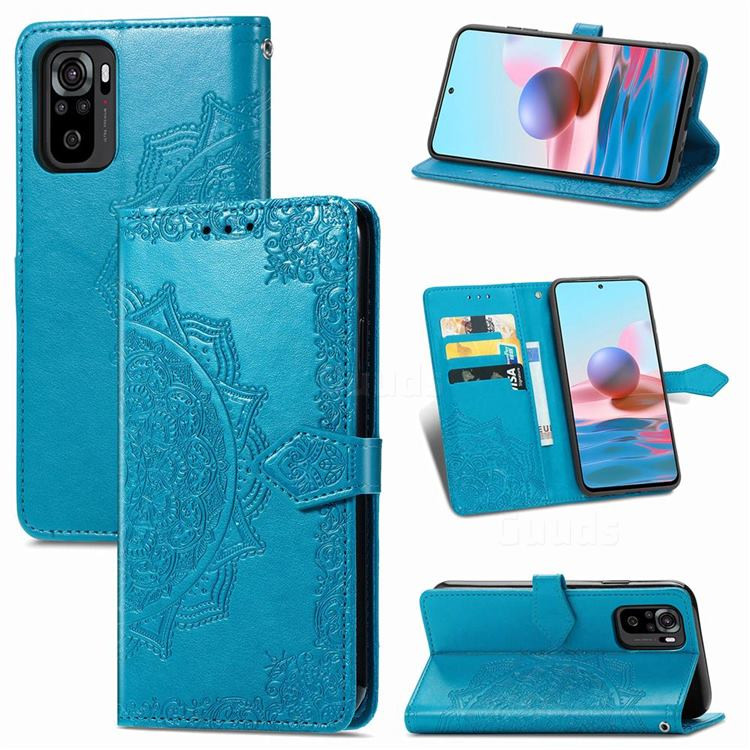 Купити Шкіряний чохол-книжка Art Case з візитницею на Xiaomi Redmi Note 10 / Note 10s (Синій) на vchehle.ua