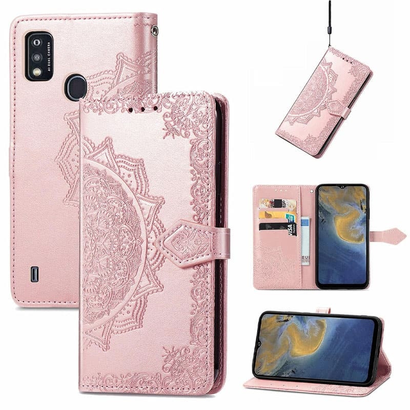 Шкіряний чохол-книжка Art Case з візитницею на ZTE Blade A51 (Рожевий) в магазині vchehle.ua