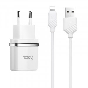 СЗУ Hoco C12 Charger + Cable Lightning 2.4A 2USB