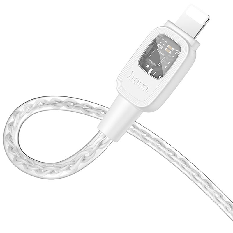 Фото Дата кабель Hoco U124 Stone silicone Power-off Type-C to Lightning (1.2m) (Gray) в маназині vchehle.ua
