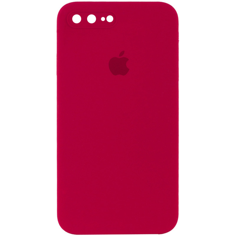 Чехол Silicone Case Square Full Camera Protective (AA) для Apple iPhone 7 plus / 8 plus (5.5") (Красный / Rose Red)