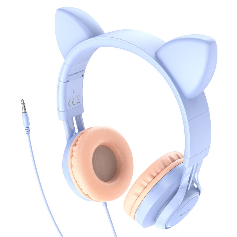 Фото Накладные наушники Hoco W36 Cat ear (3.5mm/1.2m) (Dream Blue) на vchehle.ua