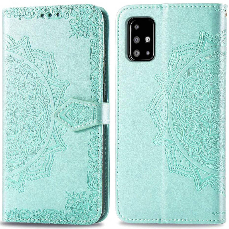 Кожаный чехол (книжка) Art Case с визитницей для Samsung Galaxy A71 (Бирюзовый)