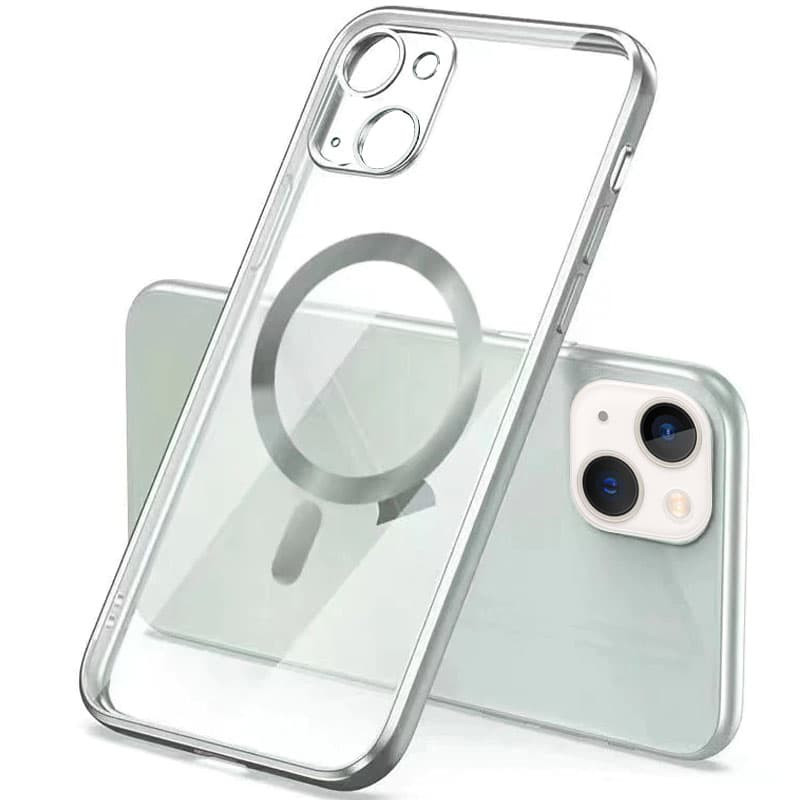 

TPU чохол Glossy Plating with Magnetic Safe на Apple iPhone 13 (6.1") (Срібний) 1227132