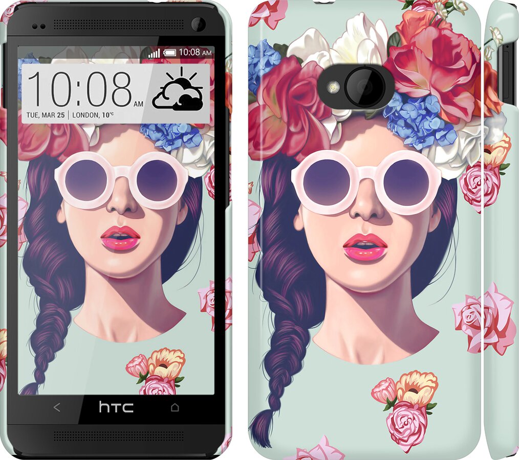 

Чехол Девушка с цветами для HTC One M7 95614