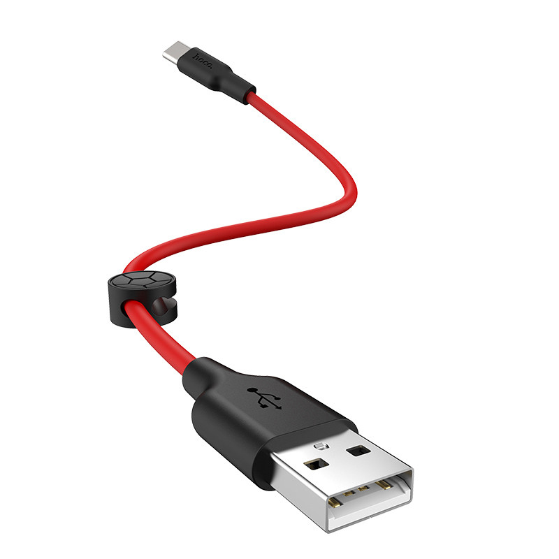 Фото Дата кабель Hoco X21 Plus Silicone Lightning Cable (0.25m) (Black / Red) на vchehle.ua