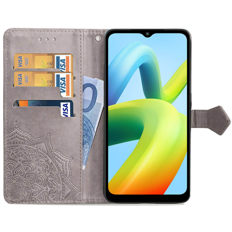 Фото Шкіряний чохол (книжка) Art Case з візитницею на Xiaomi Redmi A1 / A2 (Сірий) на vchehle.ua