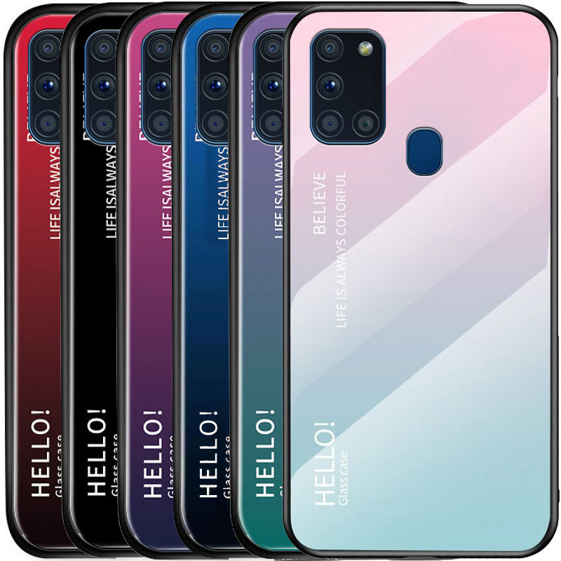 TPU+Glass чохол Gradient HELLO на Samsung Galaxy A21s