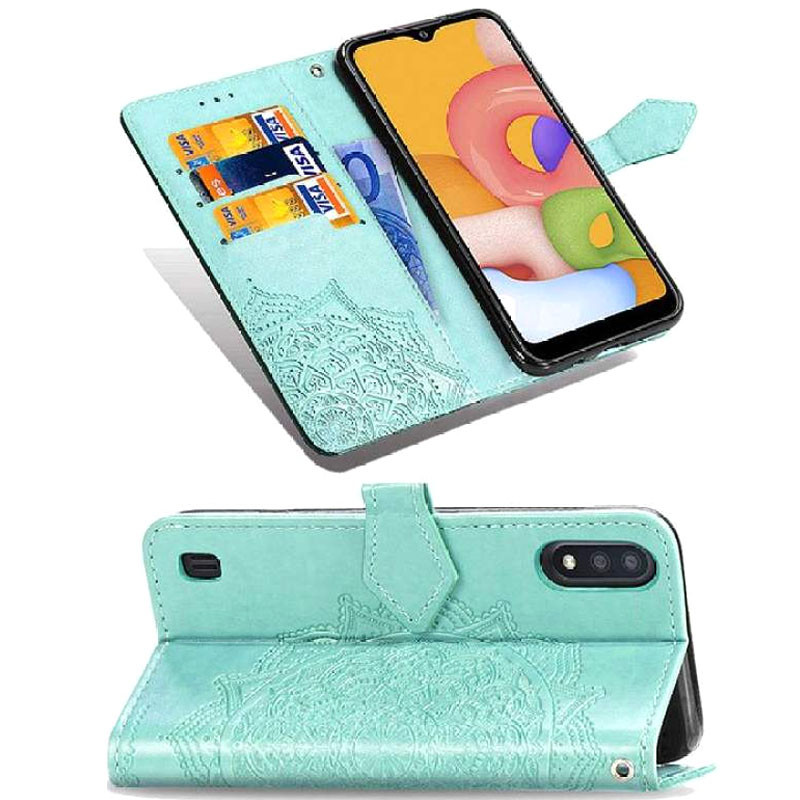 Купити Шкіряний чохол-книжка Art Case з візитницею на Xiaomi Redmi 9A (Бірюзовий) на vchehle.ua