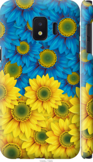 Чехол Жёлто-голубые цветы для Samsung Galaxy J2 Core