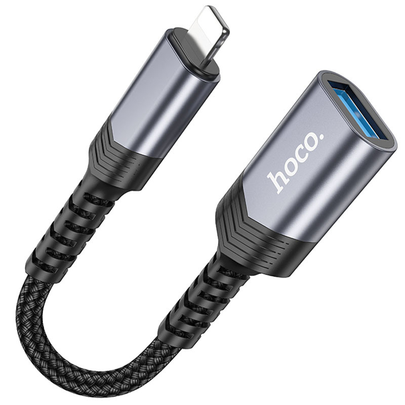 Фото Переходник Hoco UA24 Lightning male to USB female 2.0 (Metal gray) на vchehle.ua