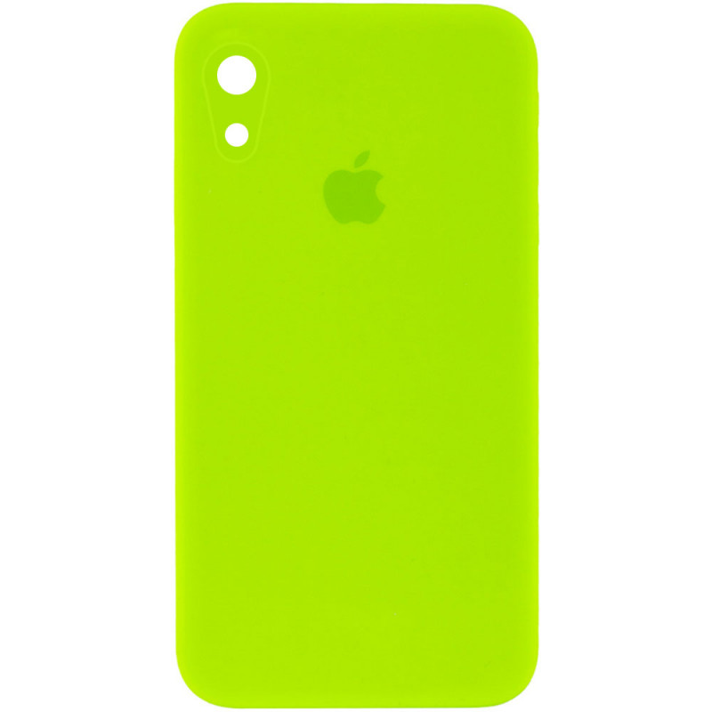 Чехол Silicone Case Square Full Camera Protective (AA) для Apple iPhone XR (6.1") (Салатовый / Neon Green)