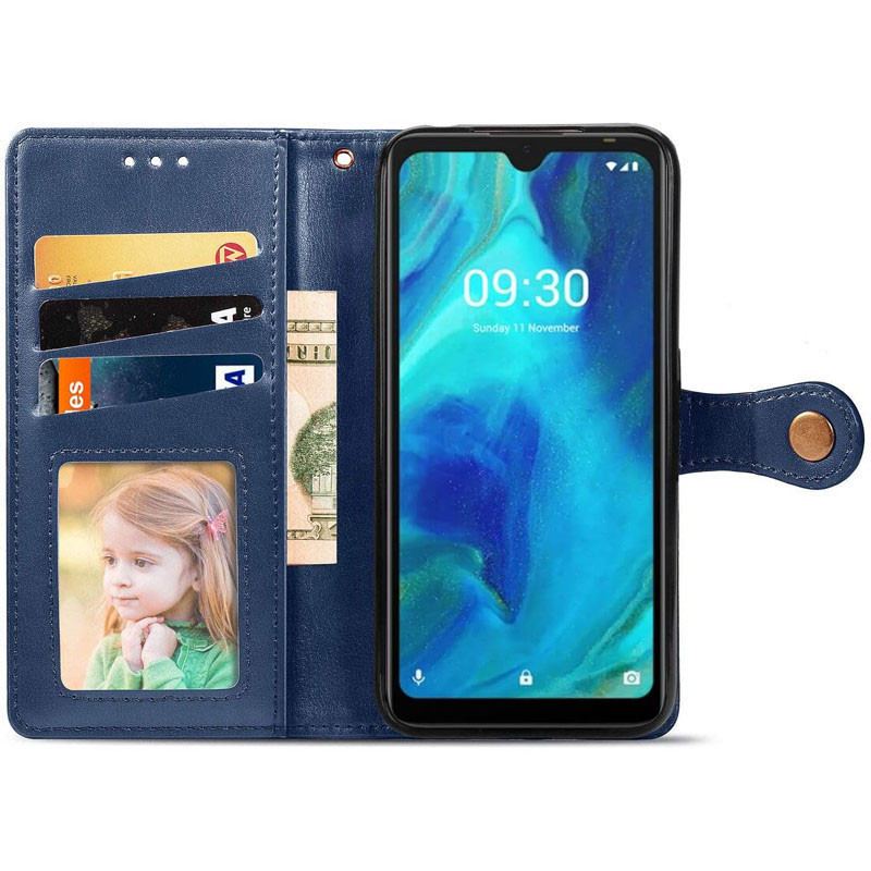 Кожаный чехол-книжка GETMAN Gallant (PU) для TECNO Spark 7 (Синий) в магазине vchehle.ua