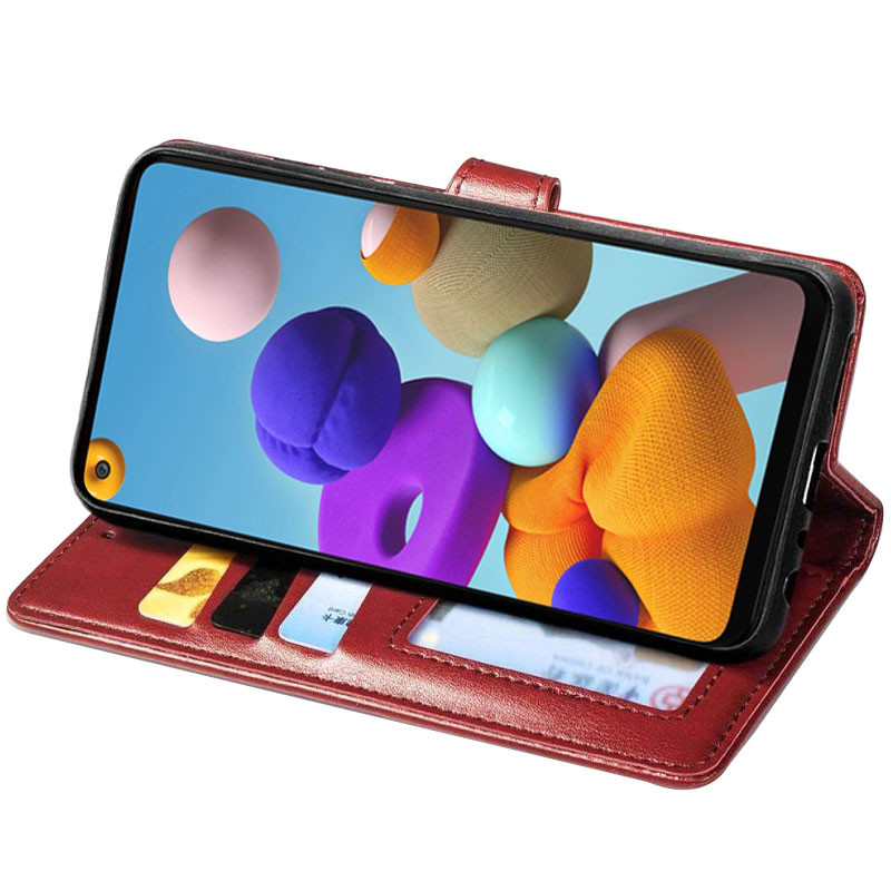 Купить Кожаный чехол-книжка GETMAN Gallant (PU) для Samsung Galaxy A21s (Красный) на vchehle.ua