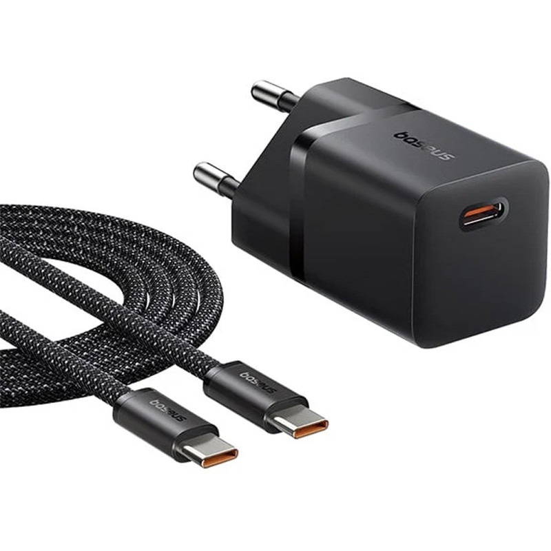 Фото СЗУ Baseus GaN5 Fast Charger (mini) PD25W (1USB-C) + кабель Type-C to Type-C (P10110909113) (Cluster Black) на vchehle.ua