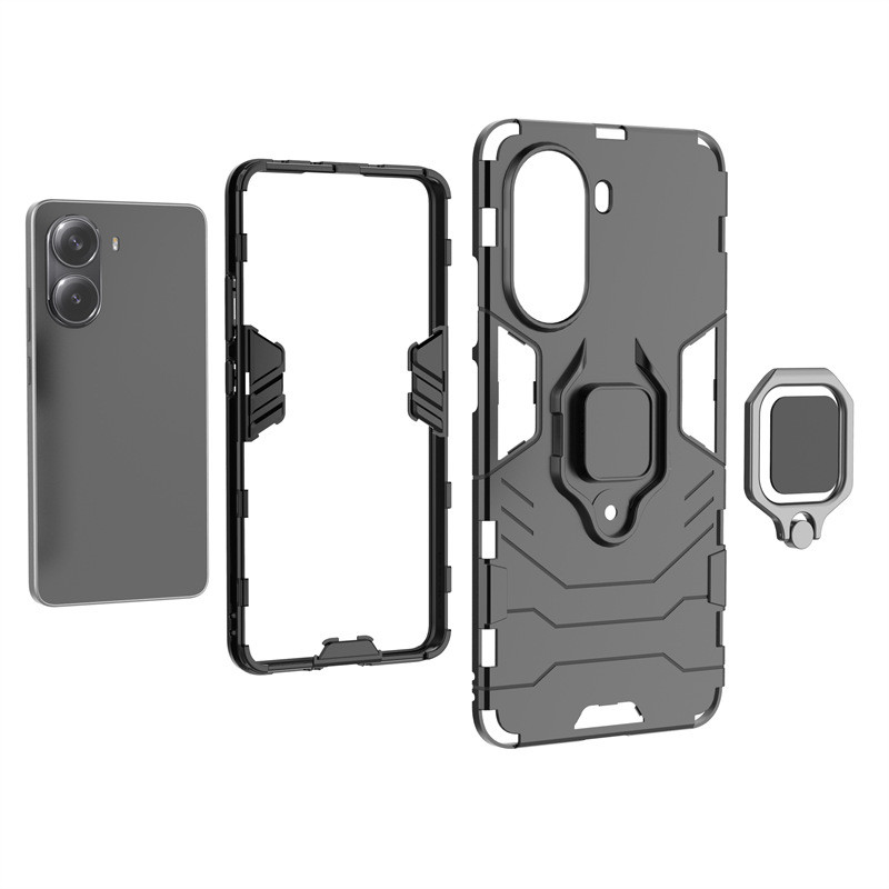 Фото Ударопрочный чехол Transformer Ring for Magnet для Xiaomi Poco X7 Pro (Черный / Soul Black) в магазине vchehle.ua