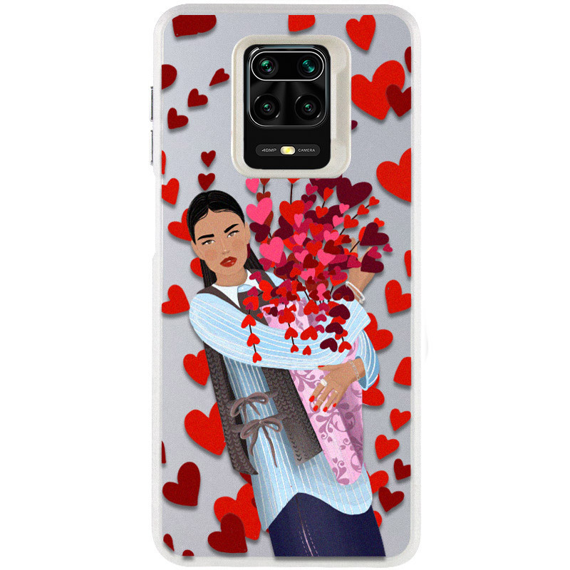 TPU+PC чехол TakiTaki Love magic glow для Xiaomi Redmi Note 9s / Note 9 Pro / Note 9 Pro Max (Girl in love / White)