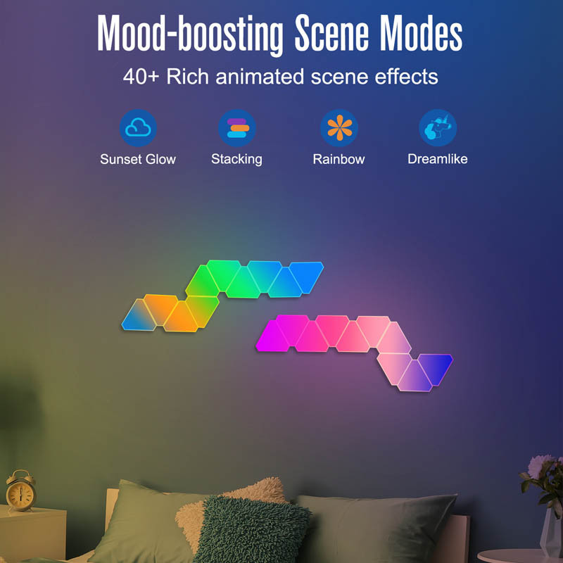 Фото Настенный светильник Smart Triangular Quantum Light SAL-012B Bluetooth USB interface with app 10pcs (White) в магазине vchehle.ua