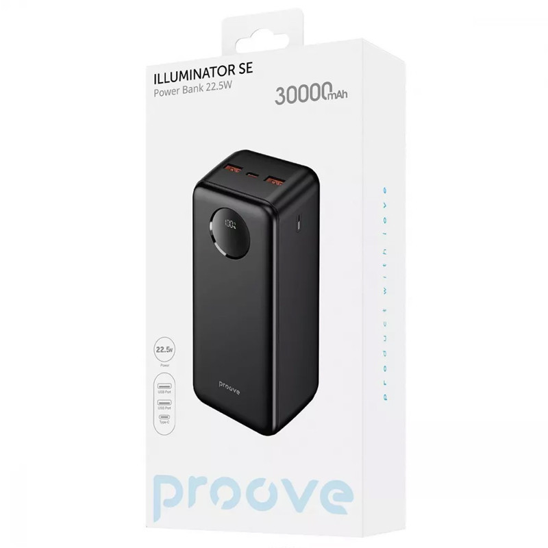 Портативний ЗП Proove Illuminator SE 22.5W 30000 mAh (Black) в магазині vchehle.ua