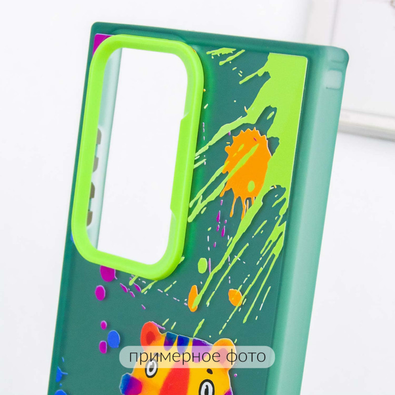 Купить TPU+PC чехол TakiTaki Graffiti magic glow для Samsung Galaxy S21 Ultra (Shocked tiger / Green) на vchehle.ua