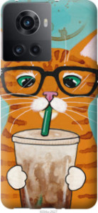 Чехол Зеленоглазый кот в очках для OnePlus 10R