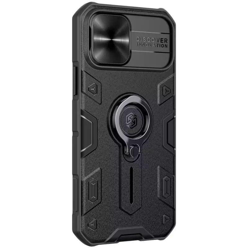 Фото TPU+PC чохол Nillkin Metal CamShield Armor no logo (шторка на камеру) на Apple iPhone 12 Pro / 12 (Black) на vchehle.ua