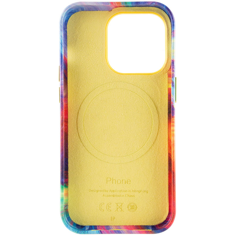 Кожаный чехол Colour Splash with Magnetic Safe для Apple iPhone 14 Pro Max (6.7") (Yellow / Red) в магазине vchehle.ua
