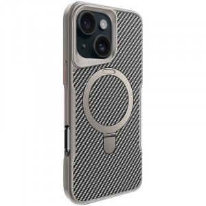 TPU+PC чохол Metal Buttons with Magnetic Safe Carbon Ring на Apple iPhone 16 Pro Max (6.9")