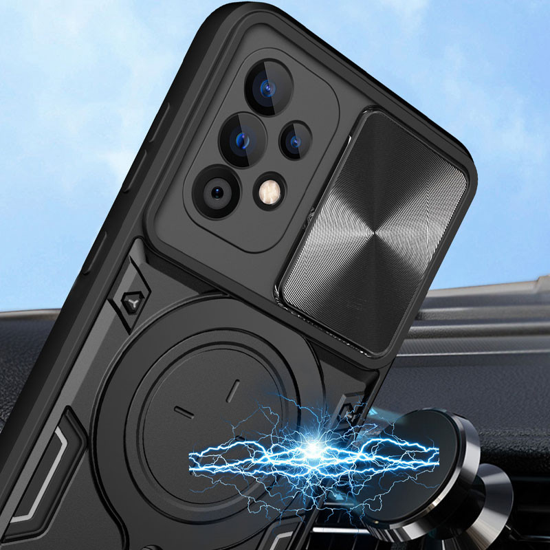 Удароміцний чохол Bracket case with Magnetic на Samsung Galaxy A52 4G / A52 5G / A52s (Black) в магазині vchehle.ua