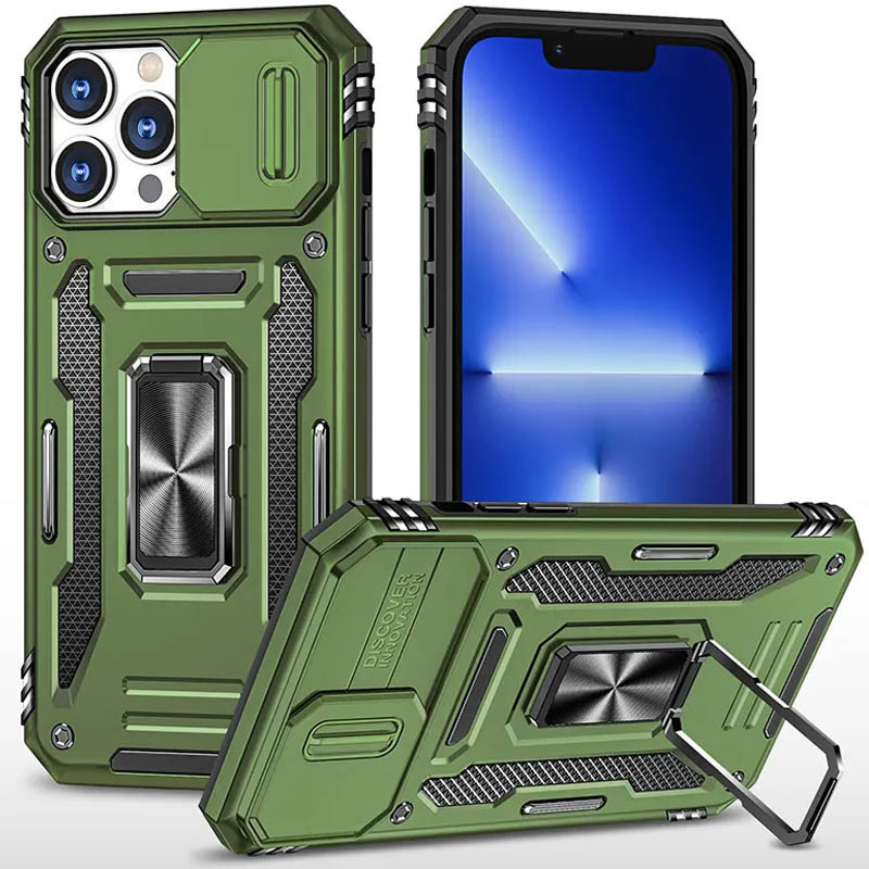 Удароміцний чохол Camshield Army Ring на Apple iPhone 12 Pro / 12 (6.1") (Оливковий / Army Green)