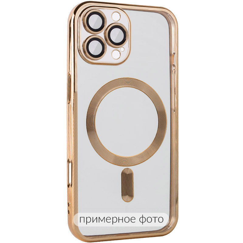 TPU чехол Fibra Chrome with Magnetic safe для Apple iPhone 16 (6.1") (Gold)