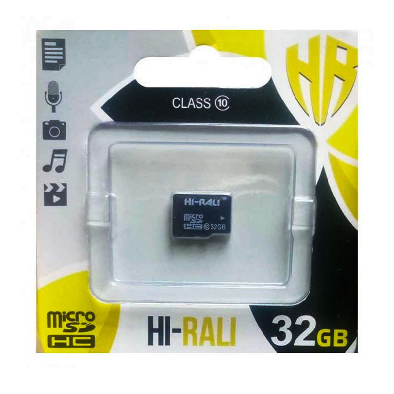 

Карта пам'яті Hi-Rali microSDHC 32 GB class 10 (без адаптера) (Чорний) 1212761