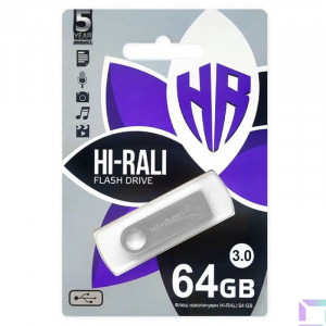 Флеш-накопитель Hi-Rali Shuttle USB 3.0 Серебряная серия — 64GB