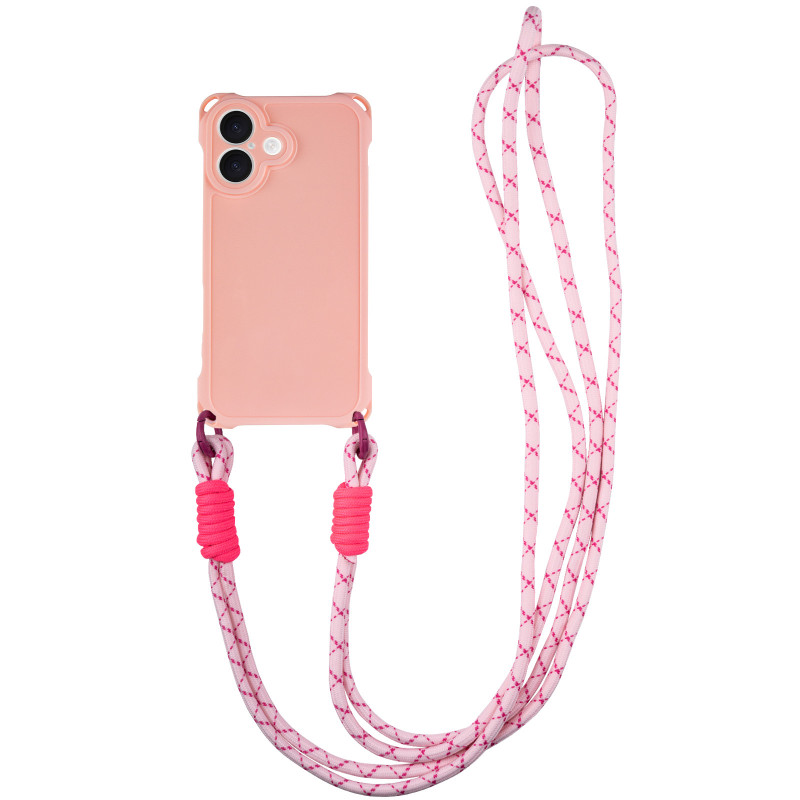 Чехол TPU CrossBody with straps для Apple iPhone 16 Plus (6.7") (Pink)