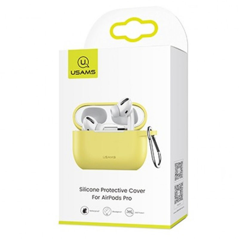 Фото Силиконовый футляр USAMS US-BH568 Silicone Protective Cover для наушников AirPods Pro (Желтый / Neon Yellow) на vchehle.ua