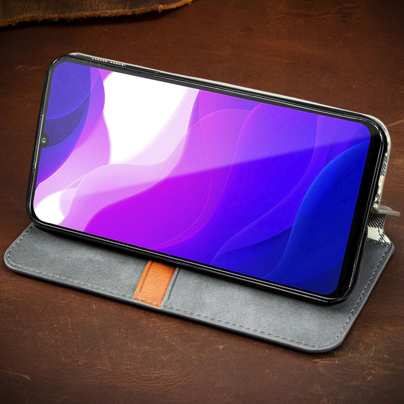 Шкіряний чохол-книжка GETMAN Cubic (PU) на Xiaomi Redmi 9C (Сірий) в магазині vchehle.ua