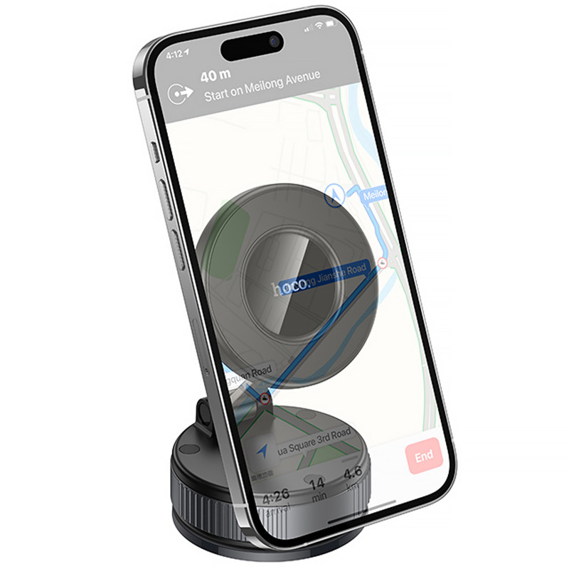 Фото Автотримач Hoco H86 Dragon manual suction cup magnetic (universal) (Black / Metal gray) на vchehle.ua