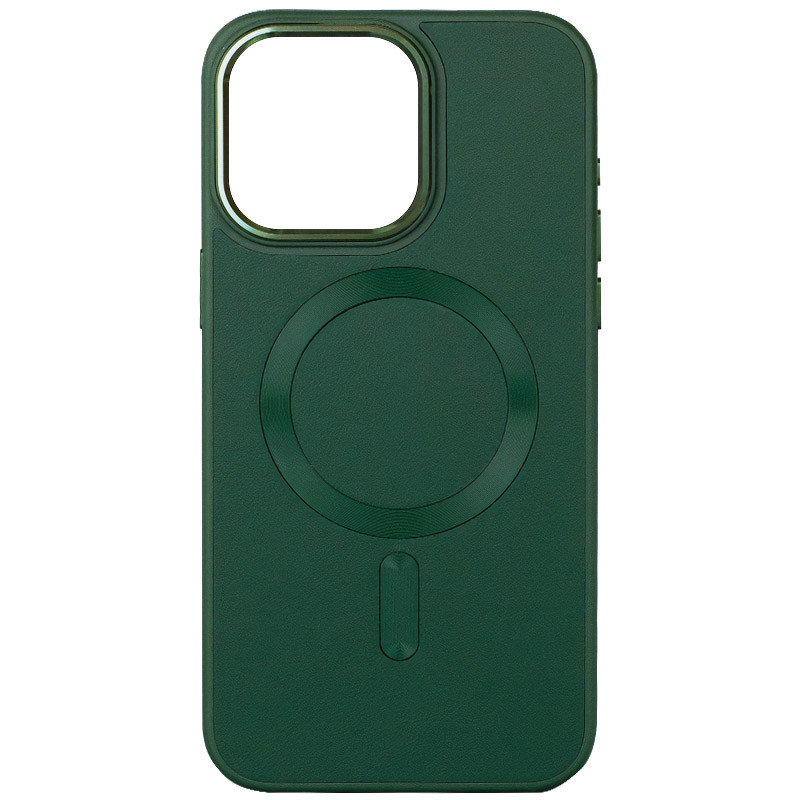 Кожаный чехол Bonbon Leather Metal Style with Magnetic Safe для Apple iPhone 14 (6.1") (Зеленый / Pine green)