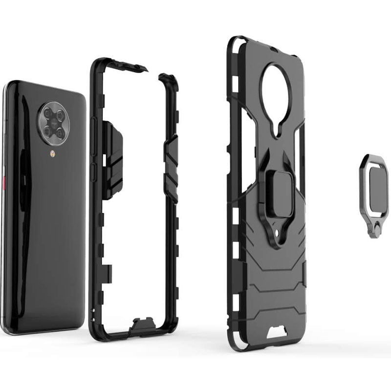 Фото Ударопрочный чехол Transformer Ring for Magnet для Xiaomi Redmi K30 Pro / Poco F2 Pro (Черный / Soul Black) на vchehle.ua