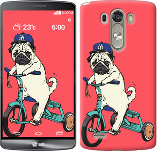 

Чехол Мопс на велосипеде для LG D856 Dual G3 87677