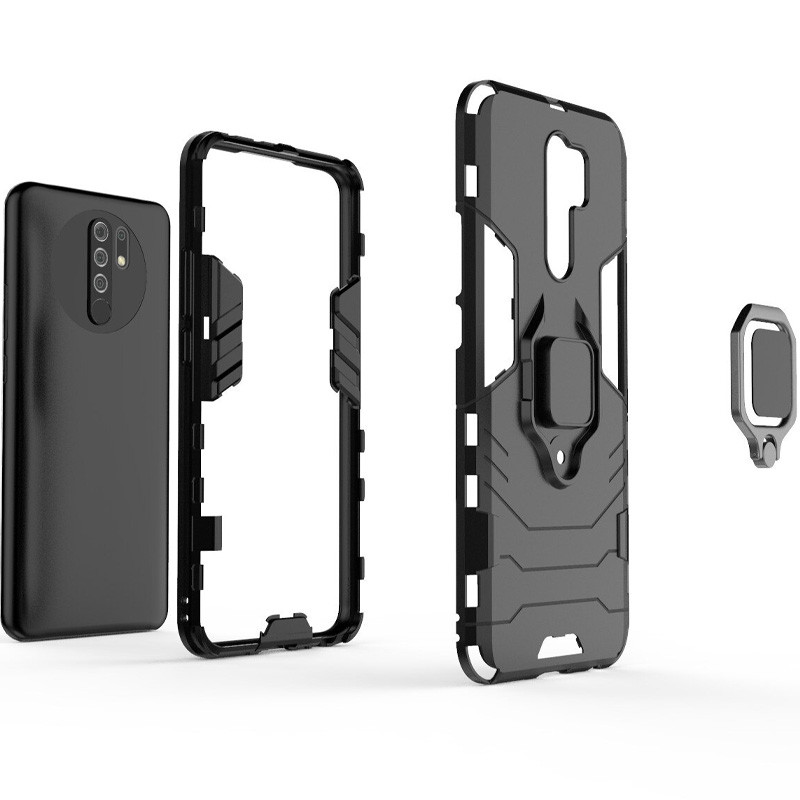 Фото Ударопрочный чехол Transformer Ring for Magnet для Xiaomi Redmi 9 (Черный / Soul Black) в магазине vchehle.ua