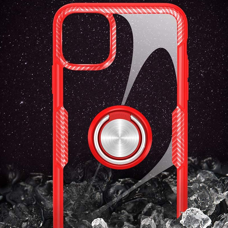 TPU+PC чехол Deen CrystalRing for Magnet (opp) для Apple iPhone 13 Pro Max (6.7") (Бесцветный / Красный) в магазине vchehle.ua