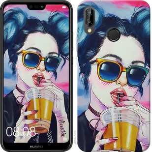 Чехол Арт-девушка в очках для Huawei P20 Lite