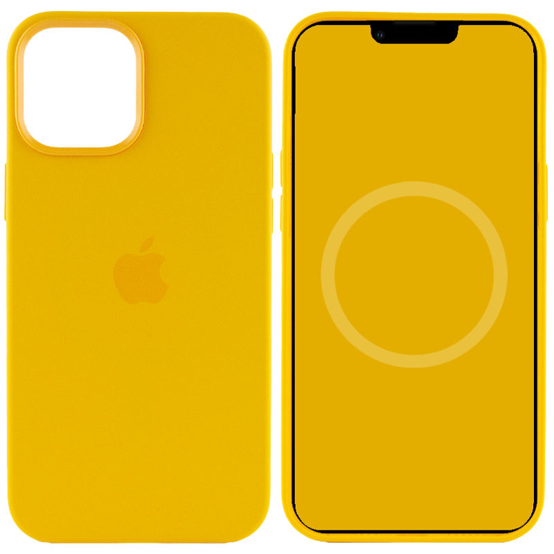 Уценка Чехол Silicone case (AAA) full with Magsafe and Animation для Apple iPhone 12 Pro Max (6.7") (Дефект упаковки / Желтый / Sunflower)
