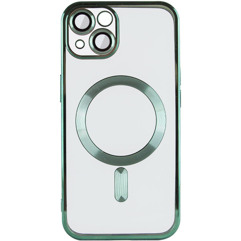 Фото TPU чехол Fibra Chrome with Magnetic safe для Apple iPhone 13 (6.1") (Green) в магазине vchehle.ua