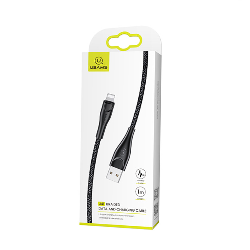 Купить Дата кабель Usams US-SJ391 U41 Lightning Braided Data and Charging Cable 1m (Черный) на vchehle.ua